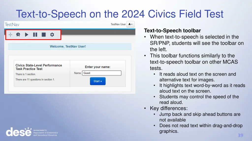 text to speech on the 2024 civics field test