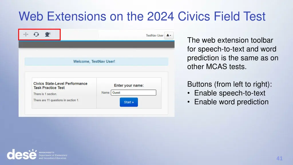 web extensions on the 2024 civics field test