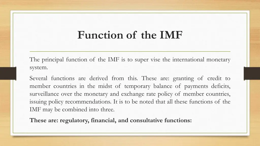 function of the imf 1