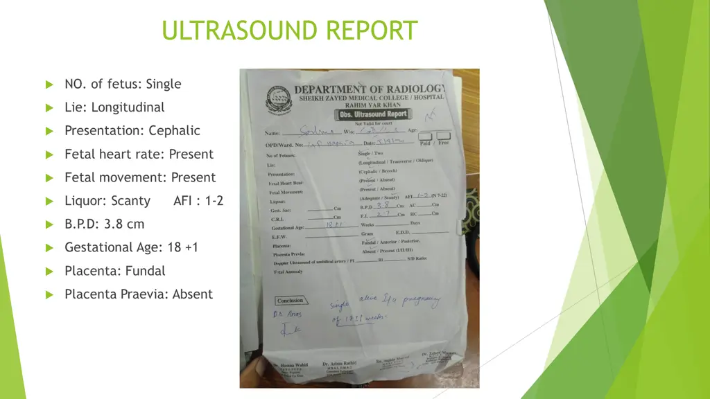 ultrasound report