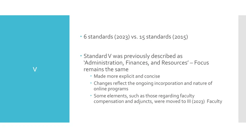 6 standards 2023 vs 15 standards 2015