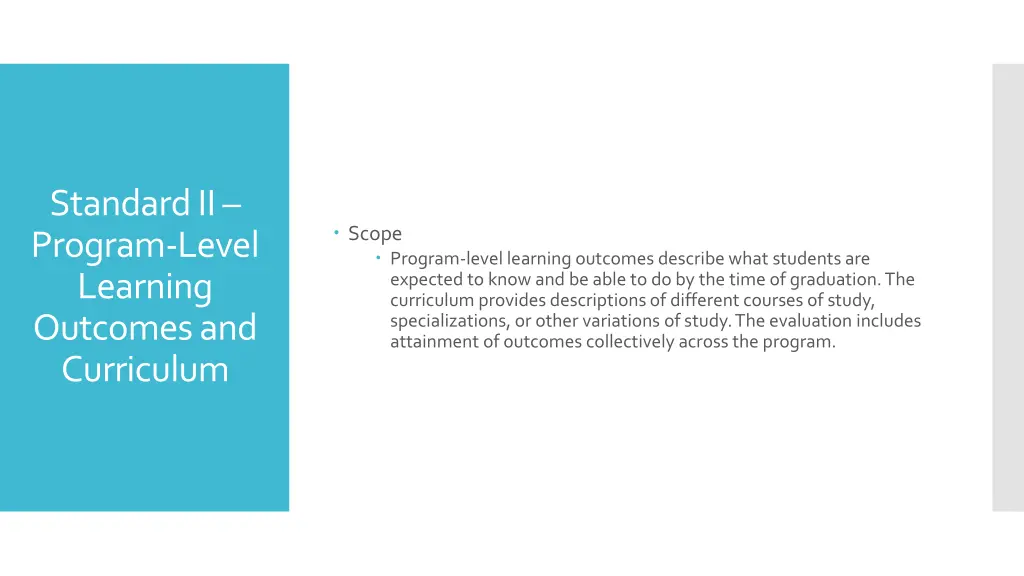 standard ii program level learning outcomes