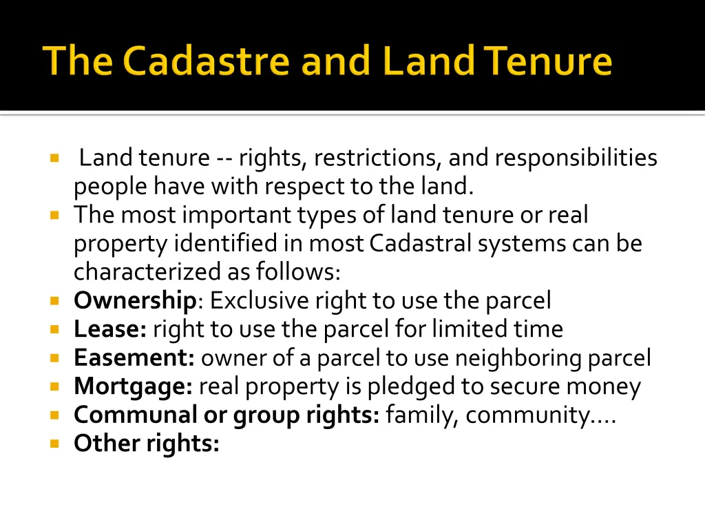 land tenure rights restrictions