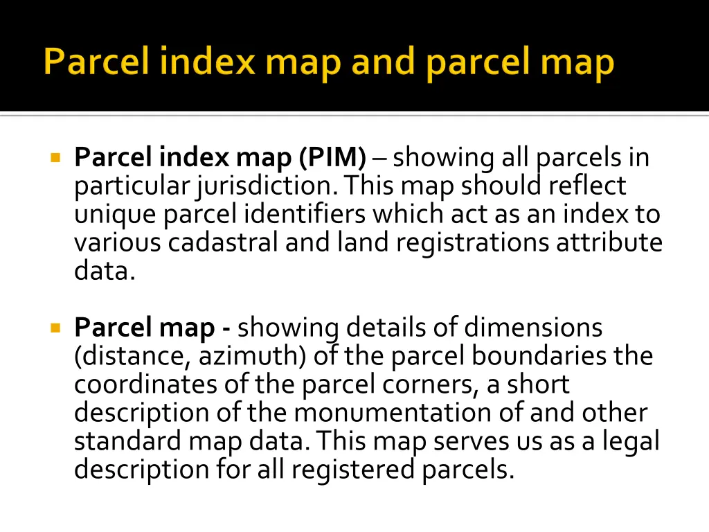 parcel index map pim showing all parcels