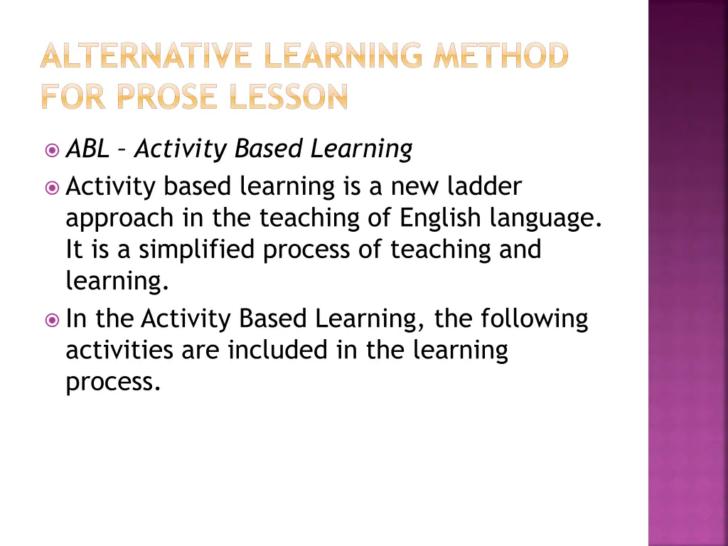 alternative learning method for prose lesson