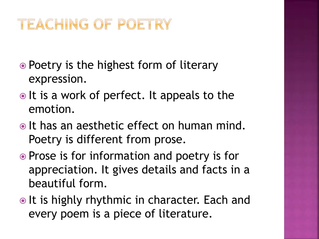 teaching of poetry