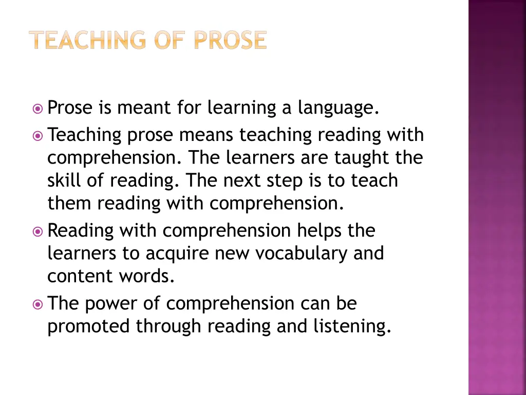 teaching of prose