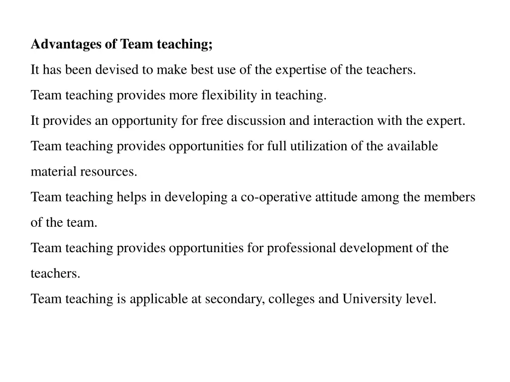 advantages of team teaching