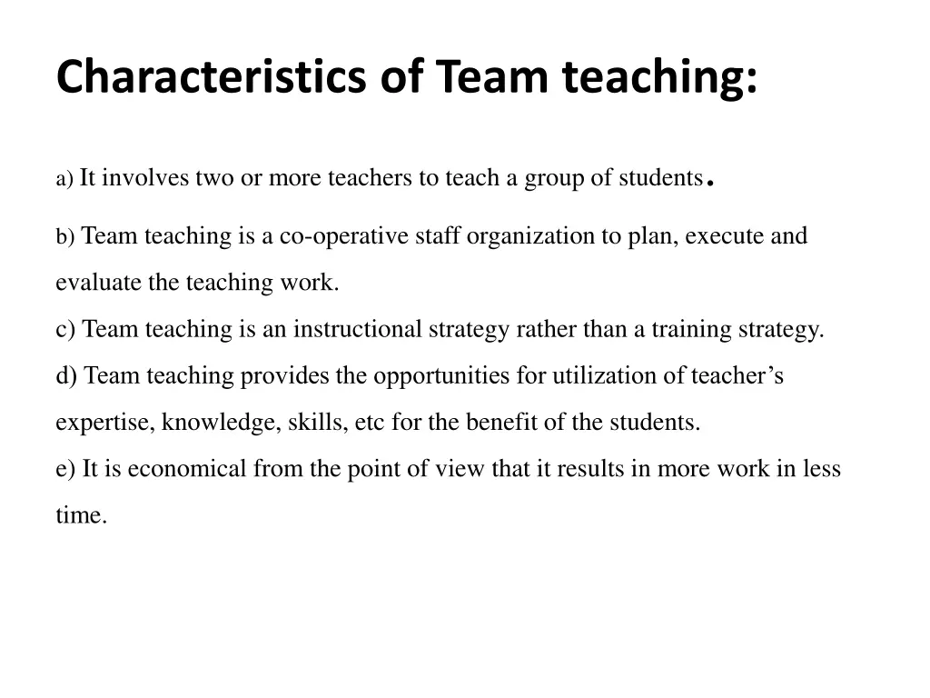 characteristics of team teaching