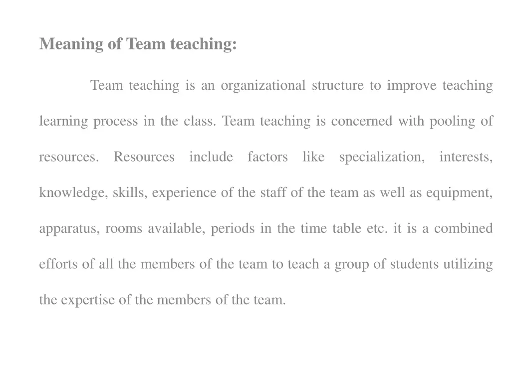 meaning of team teaching