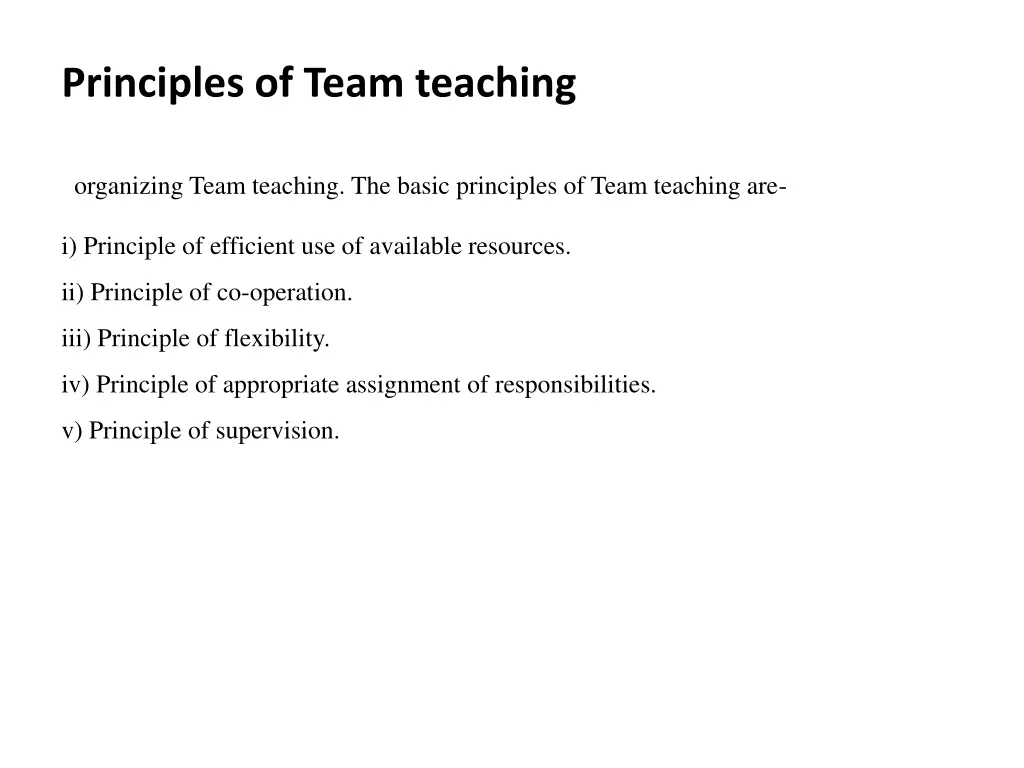 principles of team teaching