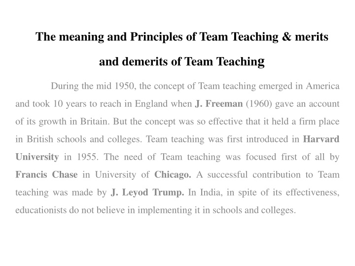 the meaning and principles of team teaching merits