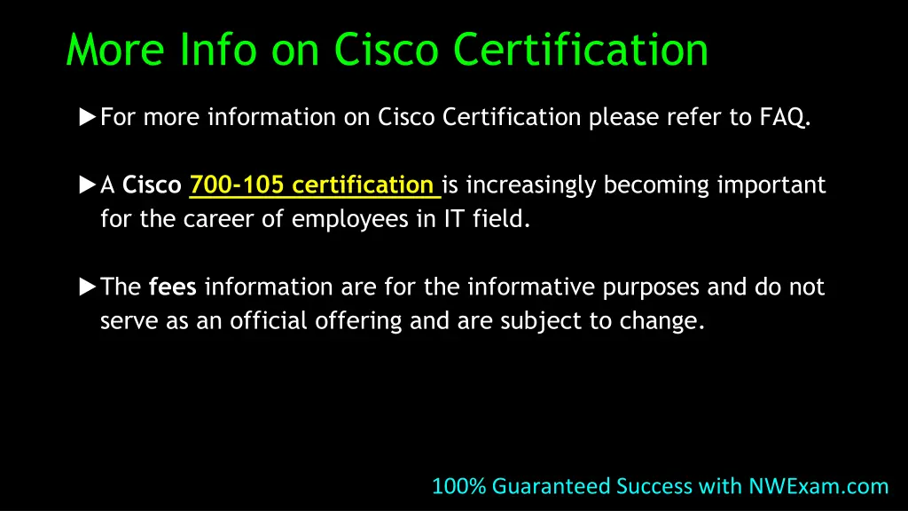 more info on cisco certification