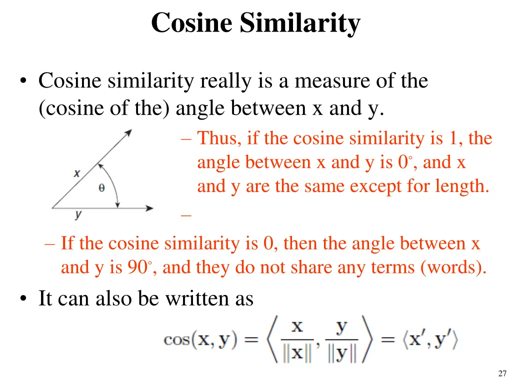 cosine similarity 1