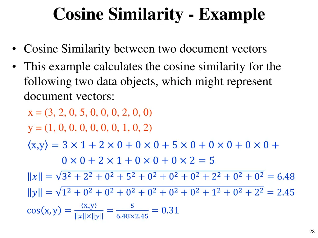 cosine similarity example