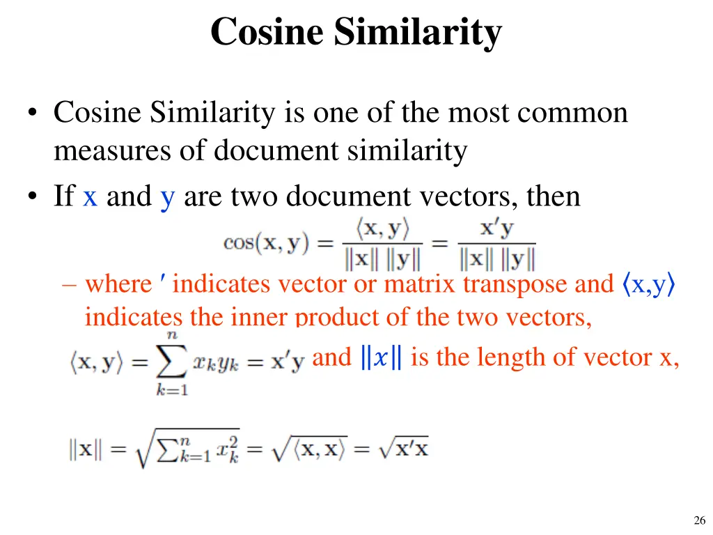 cosine similarity