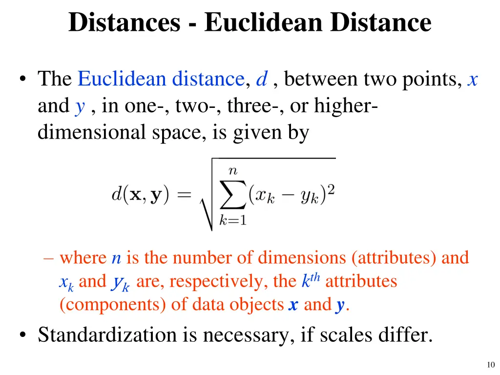 distances euclidean distance