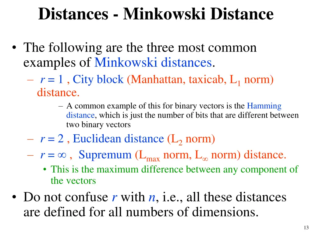 distances minkowski distance 1