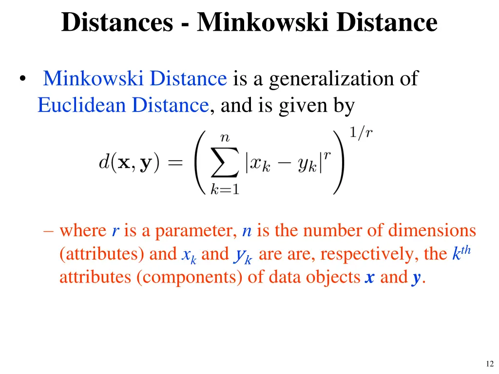 distances minkowski distance