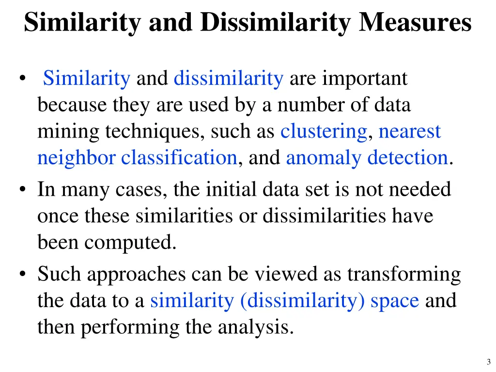 similarity and dissimilarity measures