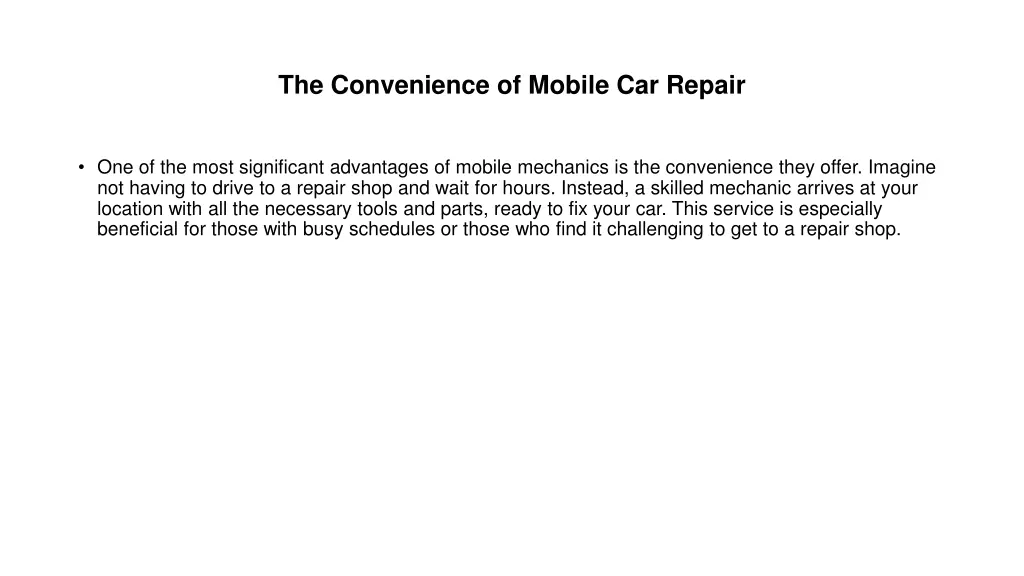 the convenience of mobile car repair