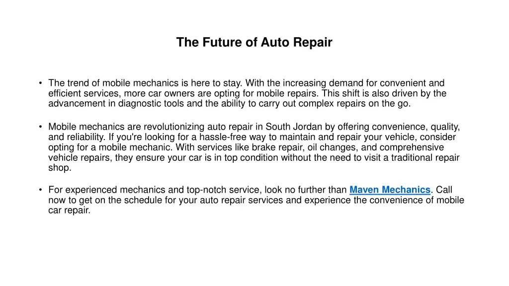 the future of auto repair