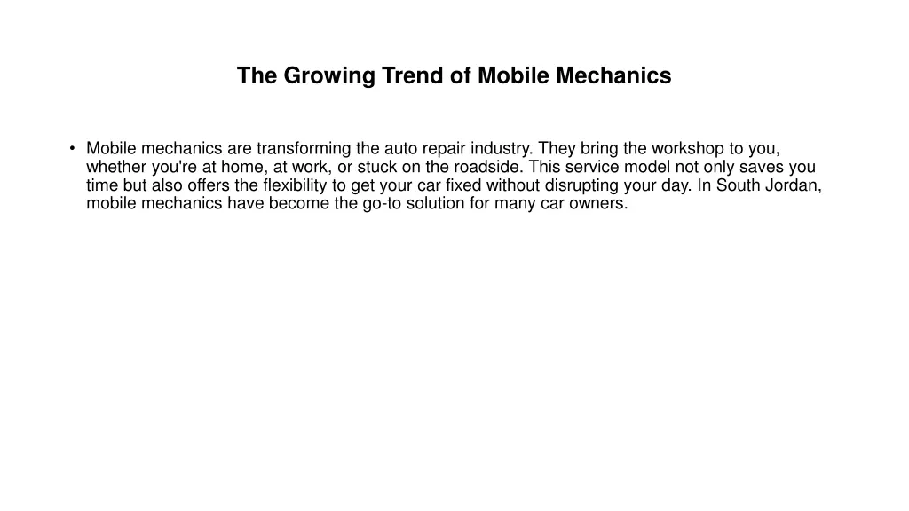 the growing trend of mobile mechanics