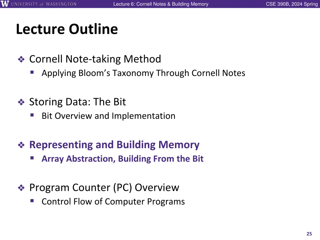 lecture 6 cornell notes building memory 23