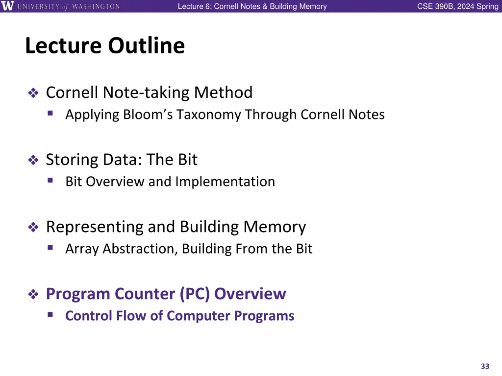 lecture 6 cornell notes building memory 31