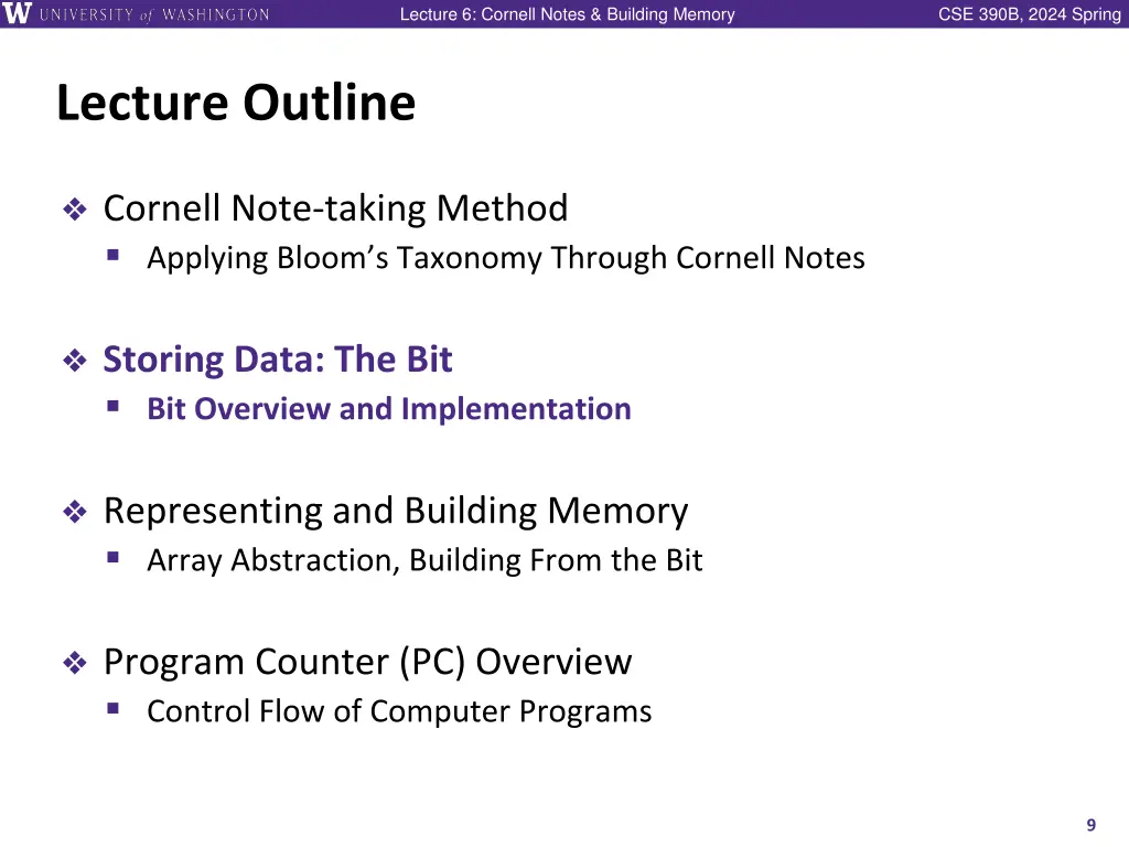 lecture 6 cornell notes building memory 7