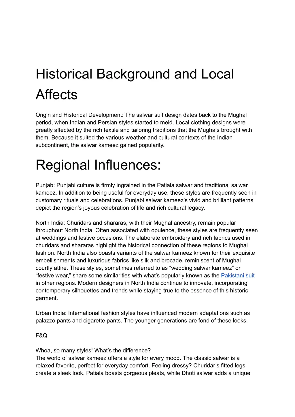 historical background and local affects