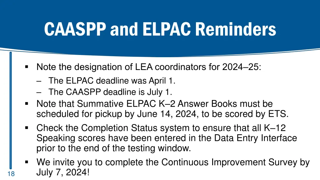 caaspp and elpac reminders