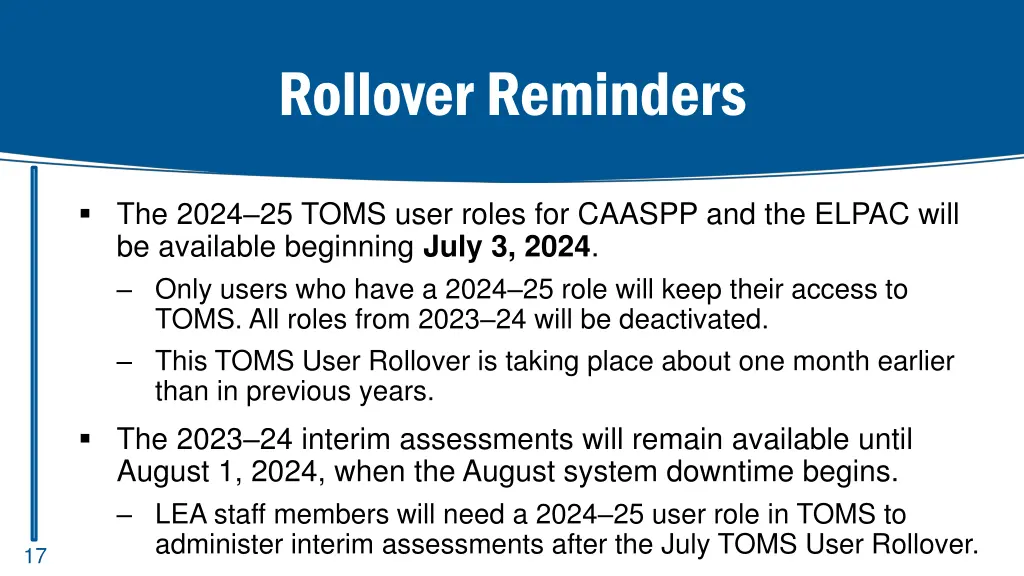 rollover reminders