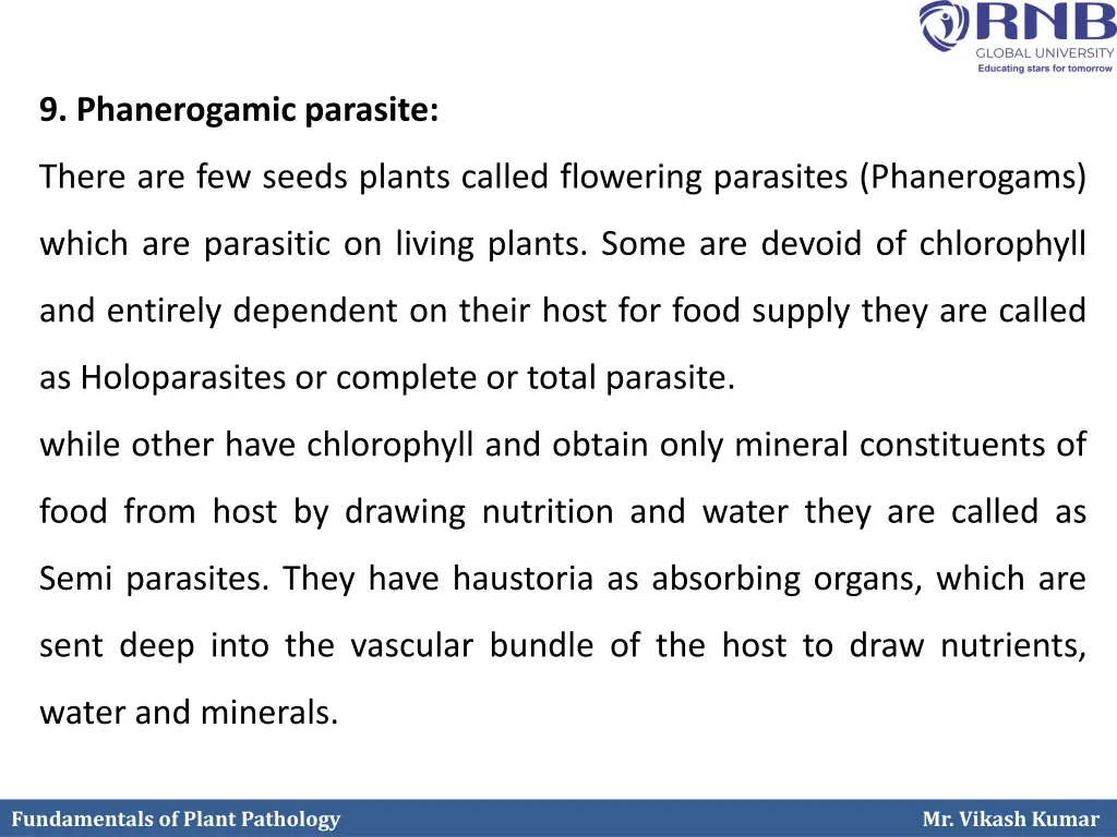 9 phanerogamic parasite