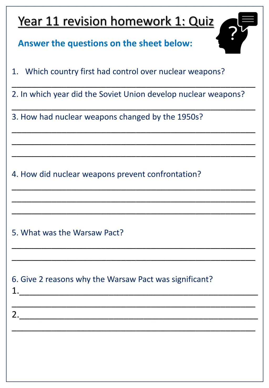 year 11 revision homework 1 quiz