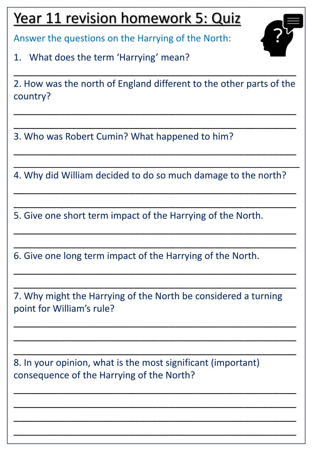 year 11 revision homework 5 quiz