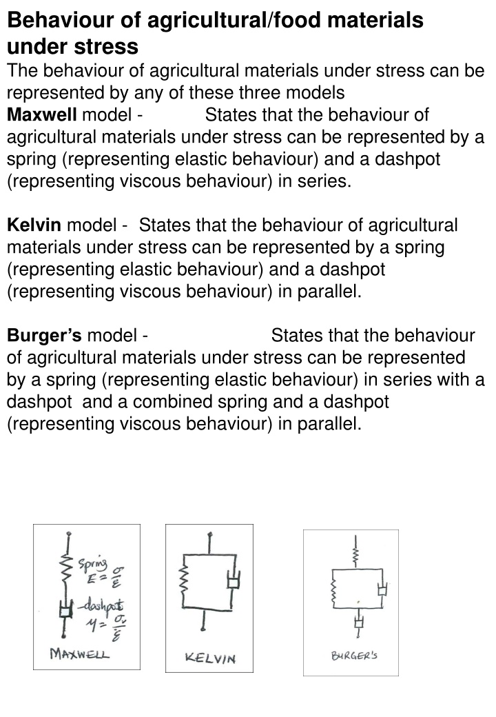 behaviour of agricultural food materials under