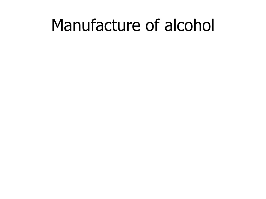 manufacture of alcohol