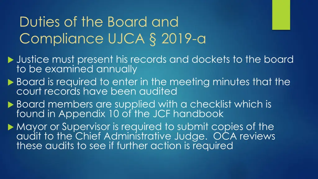 duties of the board and compliance ujca 2019 a