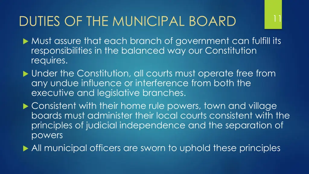 duties of the municipal board