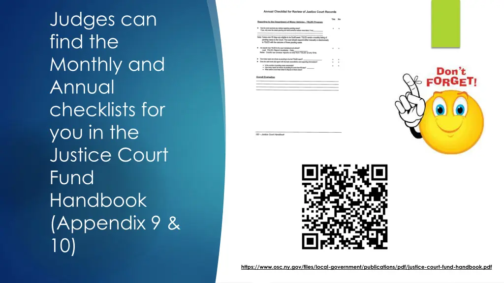 judges can find the monthly and annual checklists