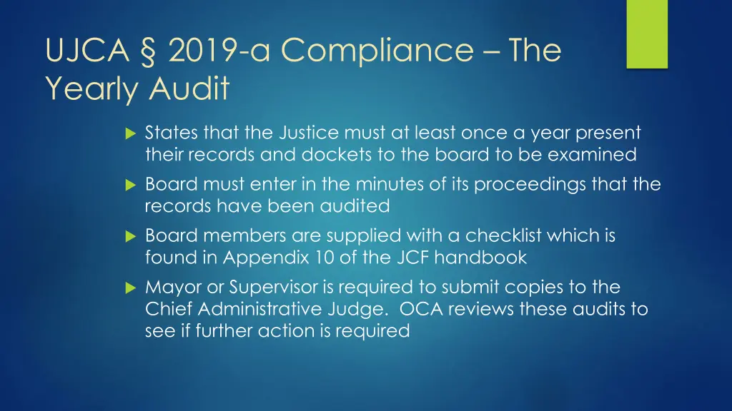 ujca 2019 a compliance the yearly audit