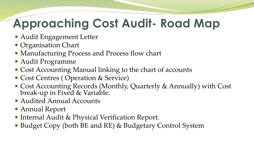 approaching cost audit road map