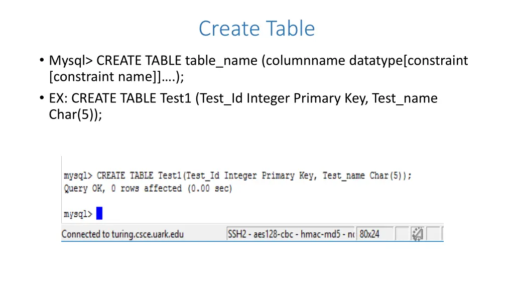 create table