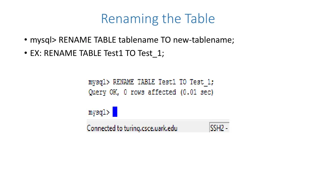 renaming the table