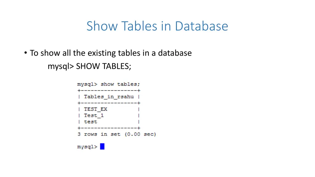 show tables in database