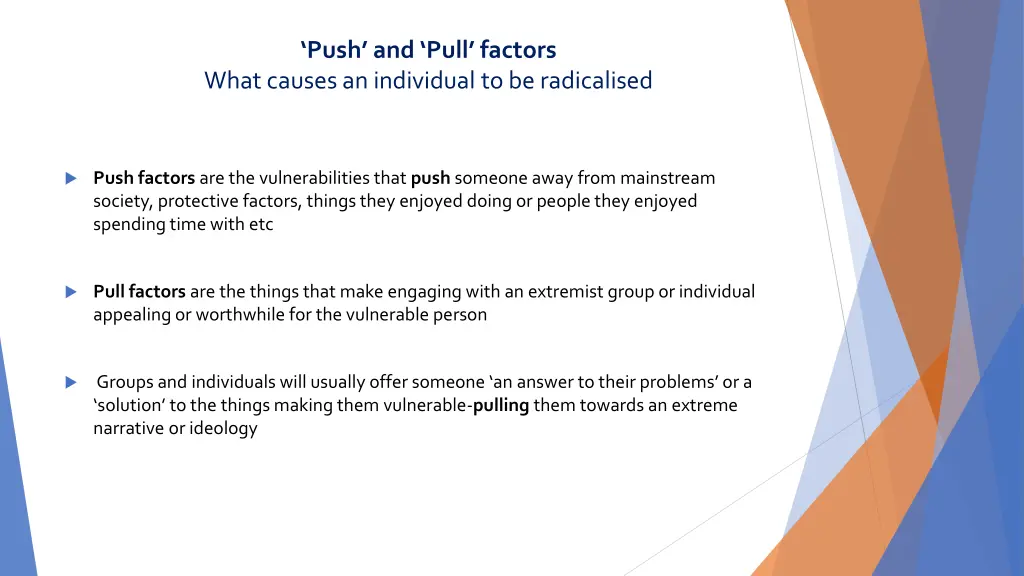 push and pull factors what causes an individual