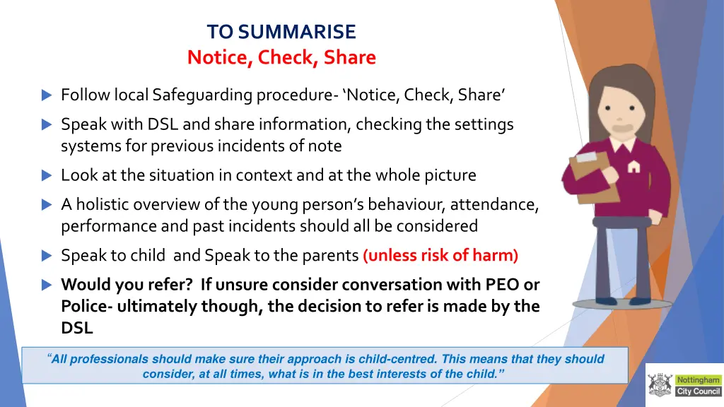 to summarise notice check share