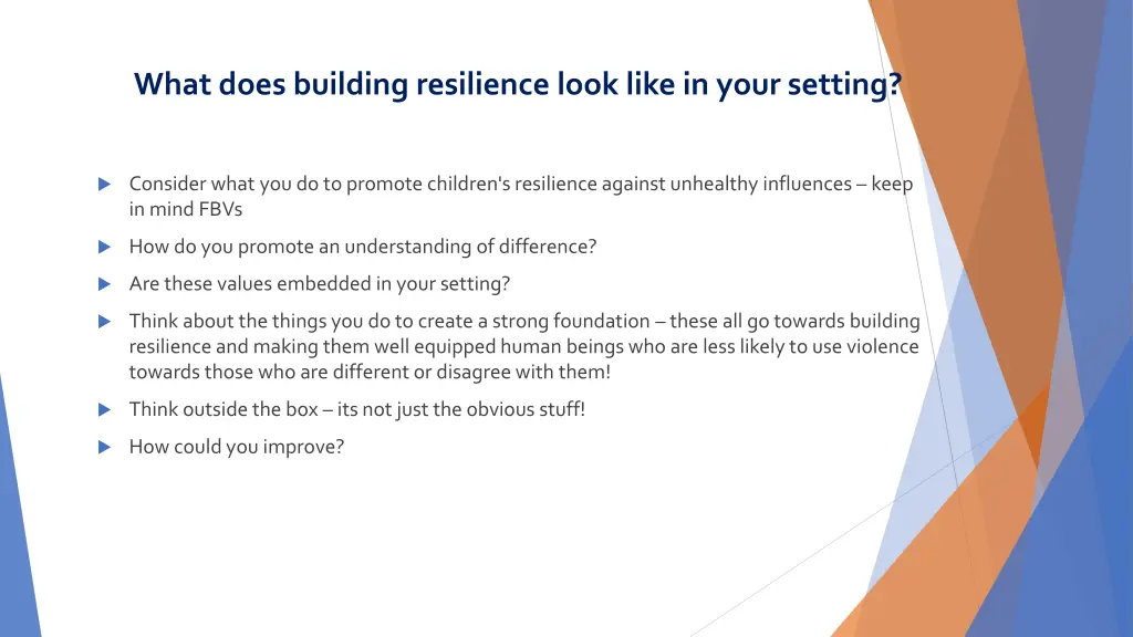 what does building resilience look like in your