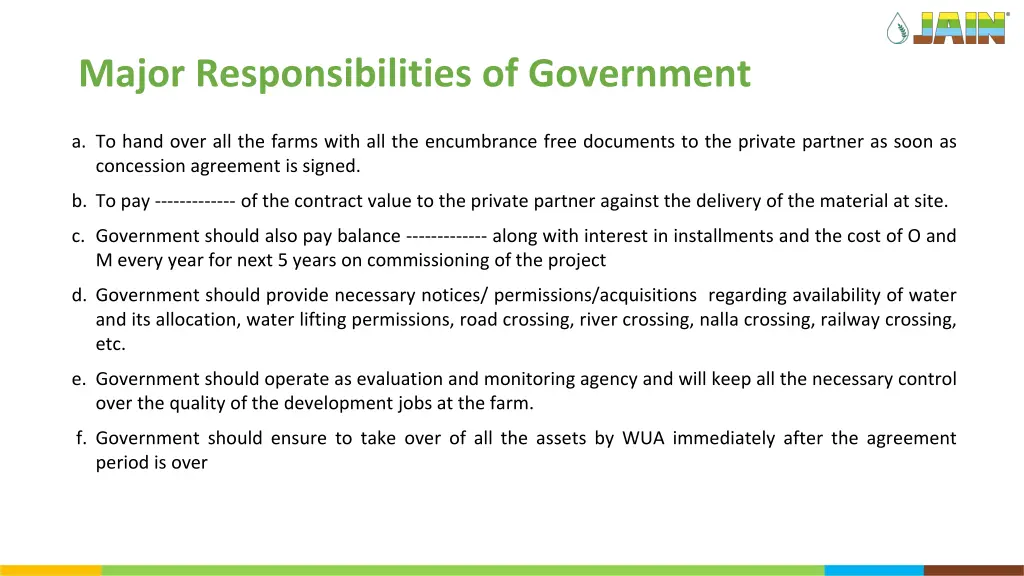 major responsibilities of government